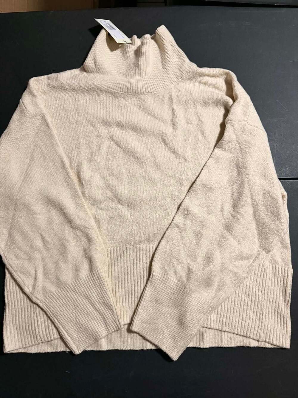 Universal Thread Women's Mock Neck Pullover Sweater Cream Ribbed Knit XL